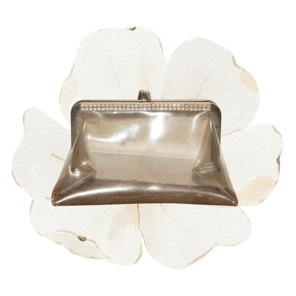 1950s Vintage Clear Vinyl And Rhinestone Clutch Purse - Picture 1 of 3